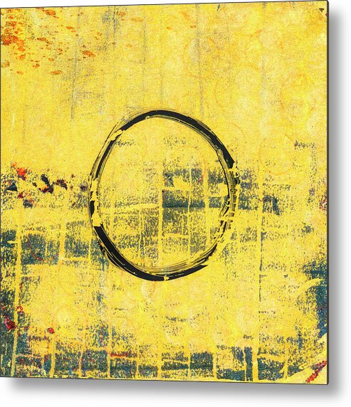 Carol Leigh Metal Print featuring the painting Yellow Enso Sun by Carol Leigh