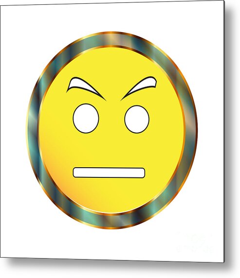 Emoticon Metal Print featuring the digital art Yellow Neutral Emticon On White by Bigalbaloo Stock