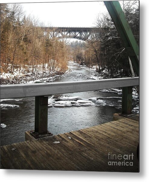 Plank Bridge Metal Print featuring the photograph Plank Bridge Catskill NY by Ellen Levinson