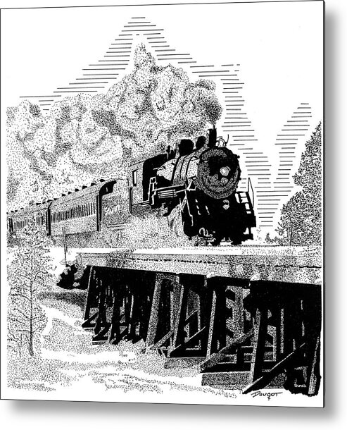 Pen Metal Print featuring the drawing Train 1 by David Doucot