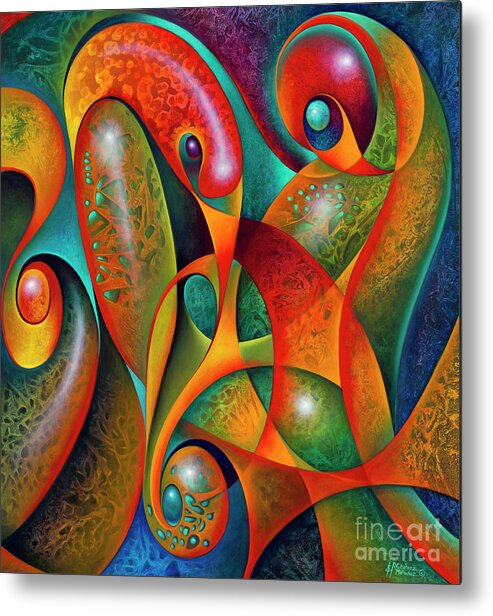 Abstract Metal Print featuring the painting Dynamic Diptych #2 - 3D by Ricardo Chavez-Mendez