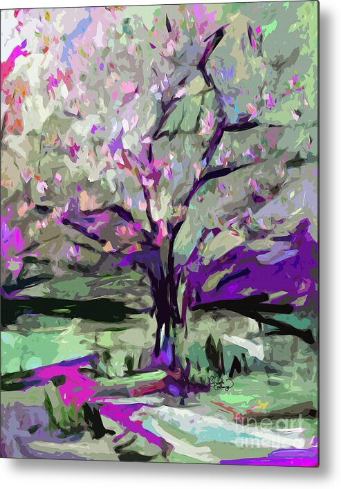 Abstract Metal Print featuring the painting Abstract Art Tree in Bloom by Ginette by Ginette Callaway