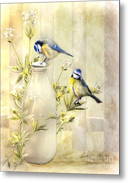 England Metal Print featuring the digital art English Blue Tits by Trudi Simmonds