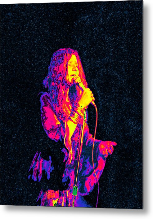 Musician Metal Print featuring the digital art Janis Joplin Psychedelic Fresno by Joann Vitali
