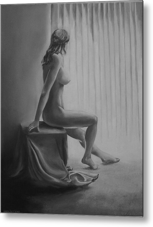 Nude Model Metal Print featuring the painting Johns Girl by Wanda Dansereau