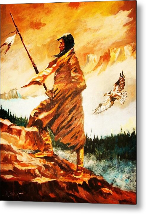 Westerns Metal Print featuring the painting Seeking Truth in the High Place by Al Brown