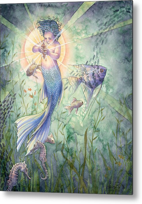 Mermaid Metal Print featuring the painting The Talisman by Sara Burrier