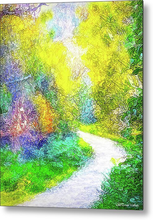 Joelbrucewallach Metal Print featuring the digital art Colorful Garden Pathway - Trail In Santa Monica Mountains by Joel Bruce Wallach