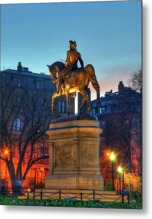 Boston Metal Print featuring the photograph George Washington Statue in Boston Public Garden by Joann Vitali