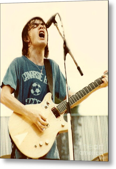 Malcolm Young Metal Print featuring the photograph Malcolm Young of AC DC at Day On The Green - July 1979 by Daniel Larsen