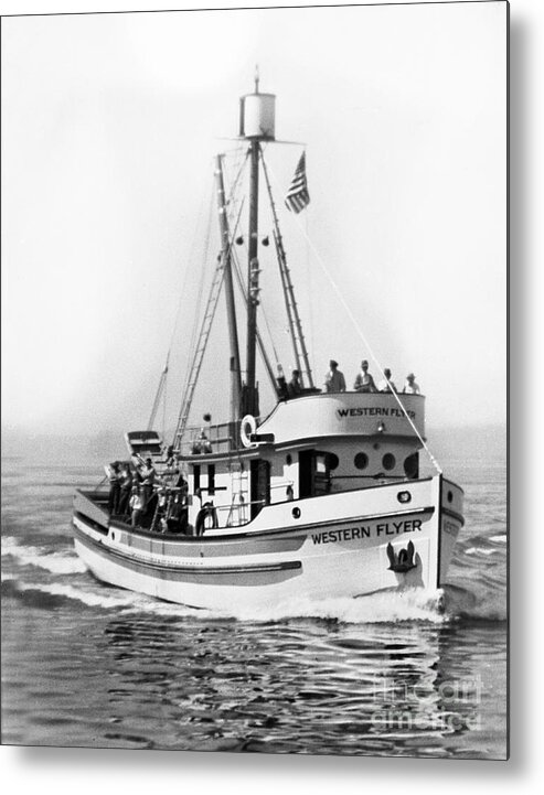 Purse Seiner Metal Print featuring the photograph Purse Seiner Western Flyer on her sea trials Washington 1937 by Monterey County Historical Society