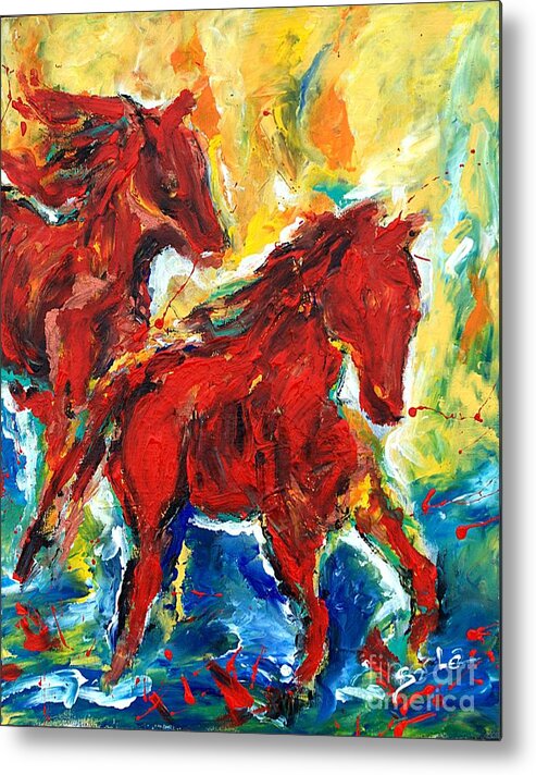 Canvas Print Metal Print featuring the painting Running horses by Lidija Ivanek - SiLa