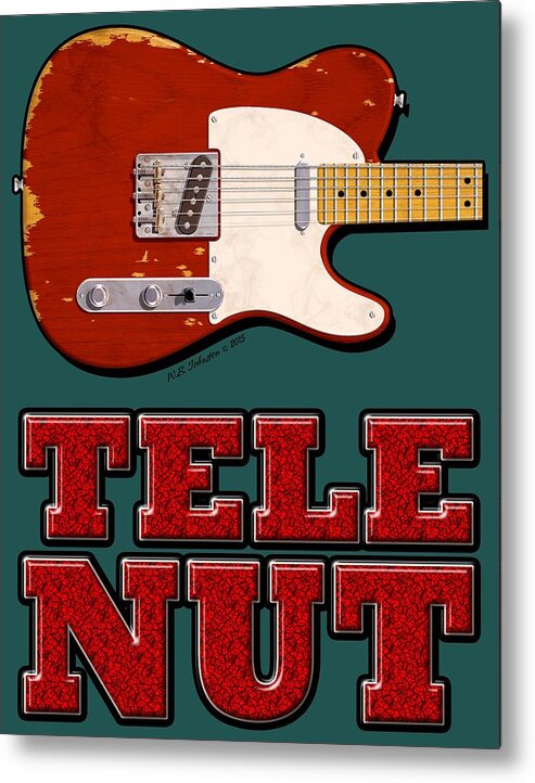 Tele Metal Print featuring the digital art Tele Nut Shirt by WB Johnston