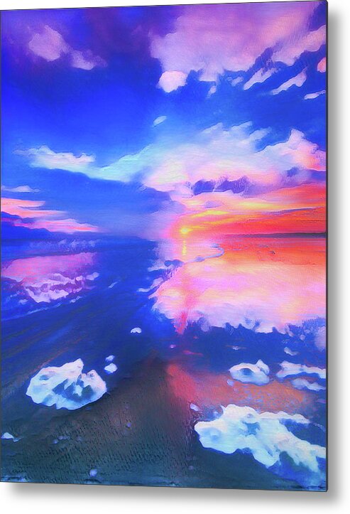 Beach Metal Print featuring the photograph Beach Bright Sunset DecorArt by Dan Carmichael