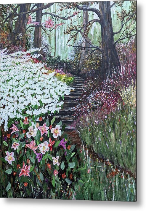 Impressionism Metal Print featuring the painting Forest Steps by Abbie Shores