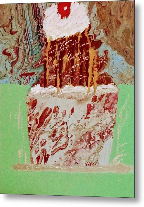 Ice Cream Metal Print featuring the painting Nostalgic Dessert by Anna Adams