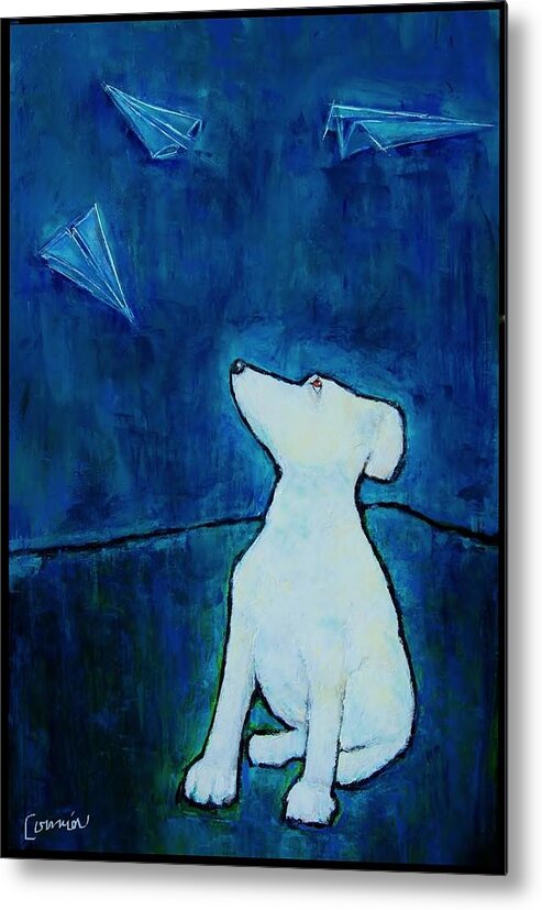 Dog Metal Print featuring the painting Air Traffic Control by Jean Cormier