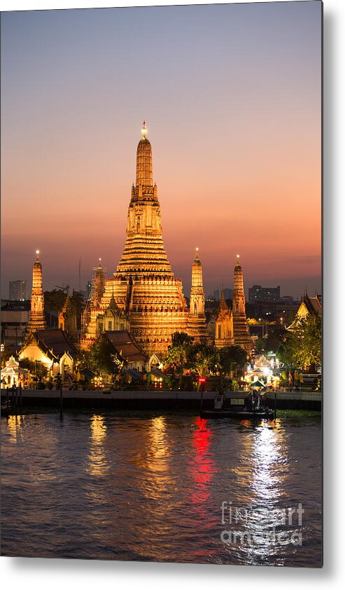 City Metal Print featuring the photograph Sunset over Wat Arun temple - Bangkok by Matteo Colombo