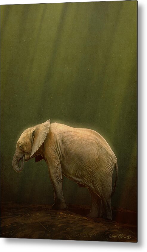 Elephant Metal Print featuring the digital art The Orphin by Aaron Blaise