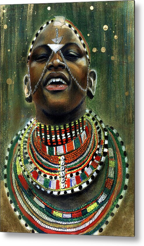 Portrait Metal Print featuring the pastel Nubian Dream by Gary Williams