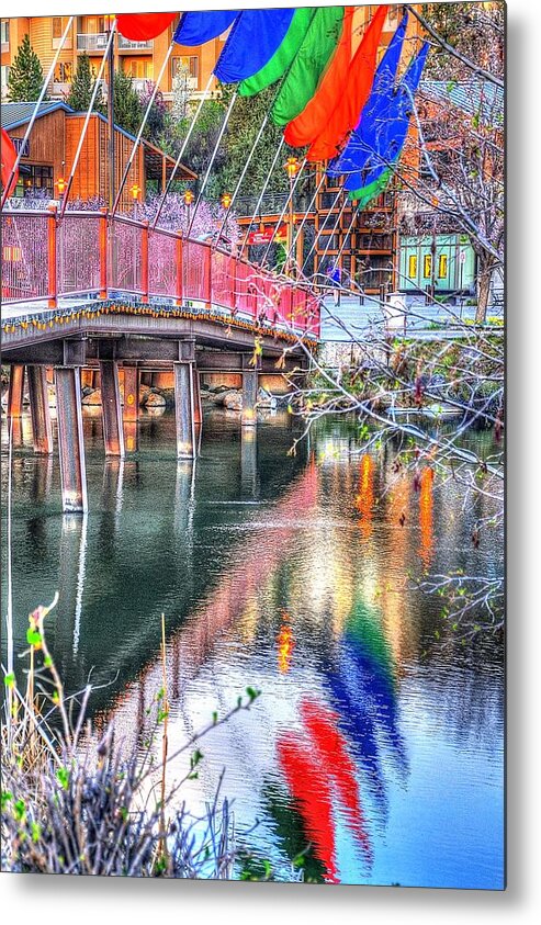 Bend Metal Print featuring the photograph Old Mill Foot Bridge 481 by Jerry Sodorff