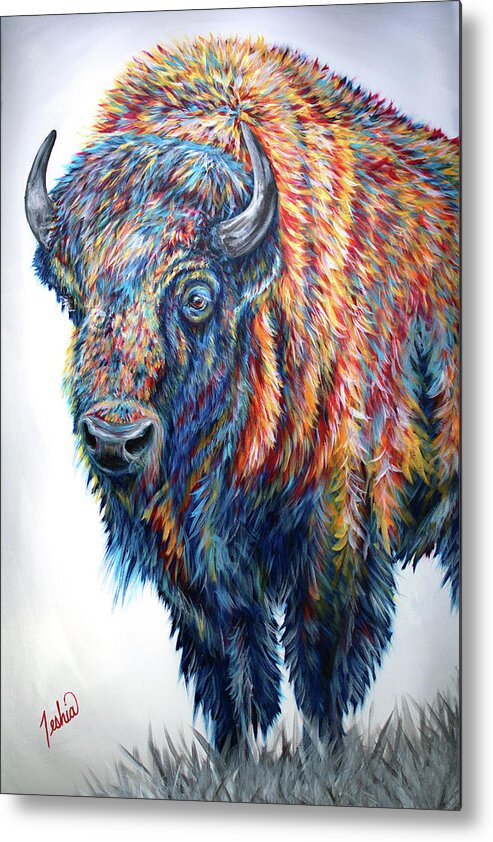 Buffalo Metal Print featuring the painting Old Soul by Teshia Art