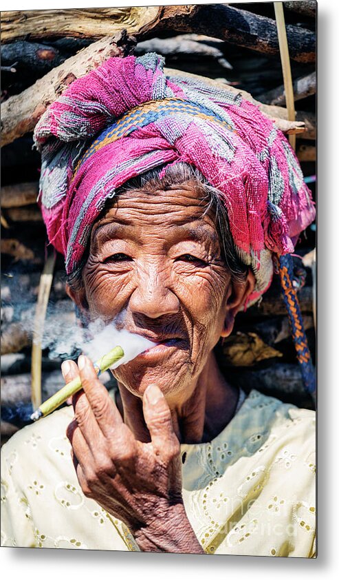 Woman Metal Print featuring the photograph Old burmese lady by Matteo Colombo