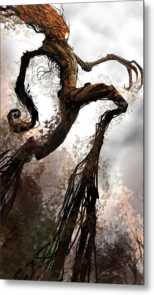Concept Art Metal Print featuring the digital art Treeman by Alex Ruiz
