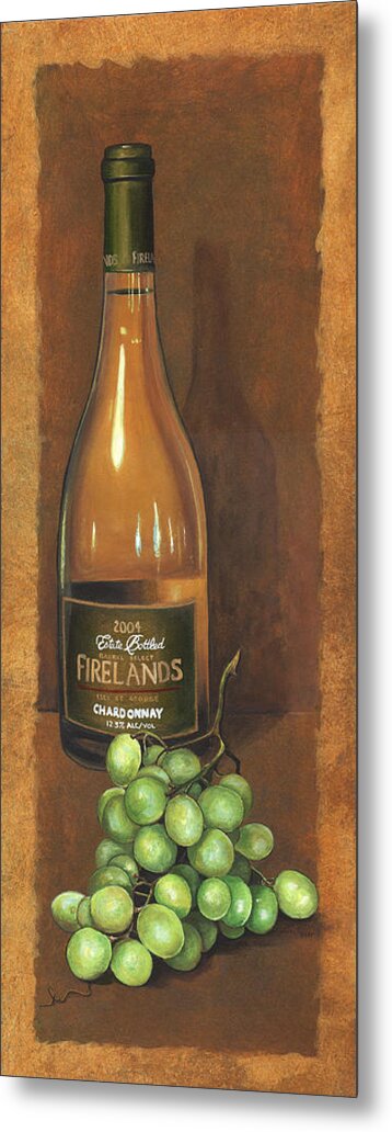 Wine Artwork Metal Print featuring the painting Firelands Chardonnay by Terri Meyer