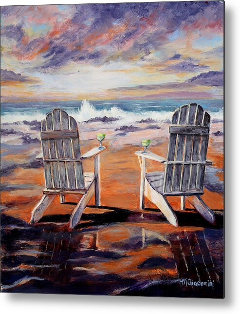 Beach Metal Print featuring the painting On the Rocks by Mary Giacomini