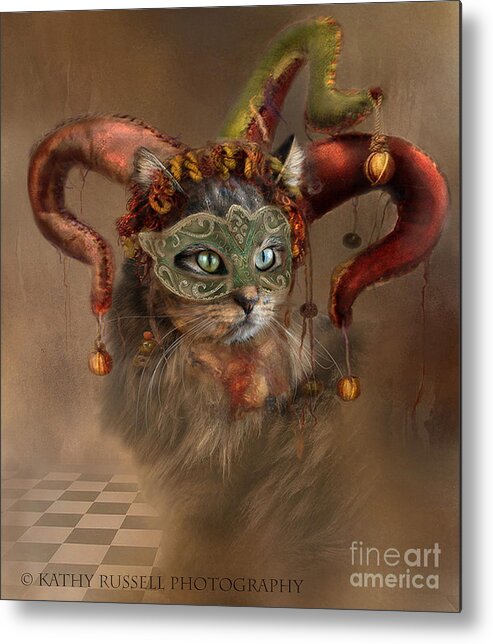 Feline Metal Print featuring the photograph Cat in a Hat by Kathy Russell