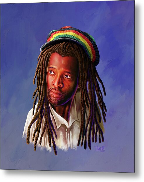 Reggae Metal Print featuring the painting Lucky Dube by Anthony Mwangi