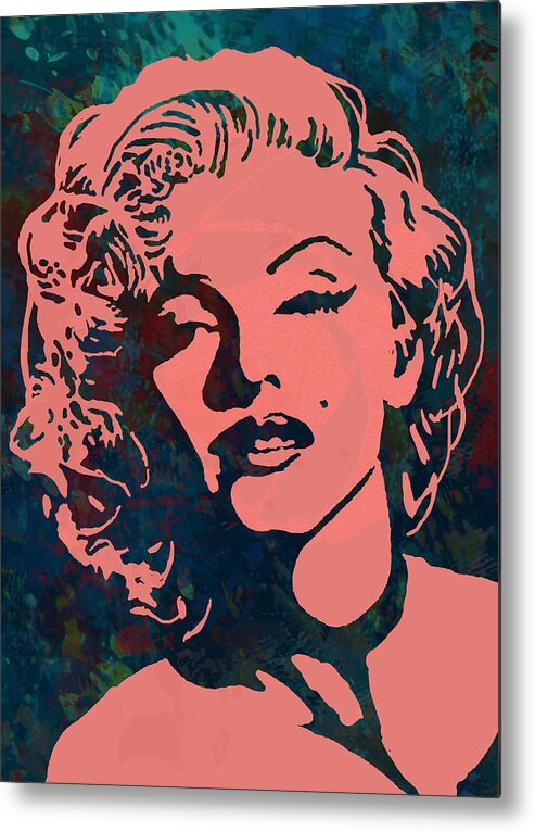 Marilyn Monroe Art Long Drawing Sketch Poster Metal Print featuring the drawing Marilyn Monroe stylised pop art drawing sketch poster #4 by Kim Wang