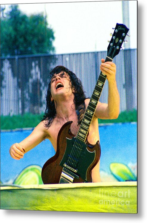 Angus Young Metal Print featuring the photograph Angus Young of A C D C at Day on the Green Monsters of Rock 7-21-79 by Daniel Larsen