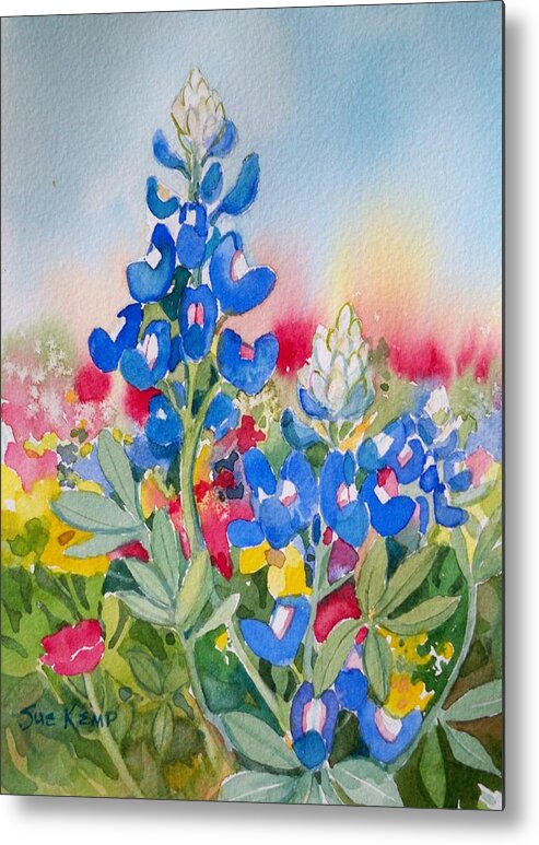 Bluebonnets Metal Print featuring the painting Bluebonnets by Sue Kemp