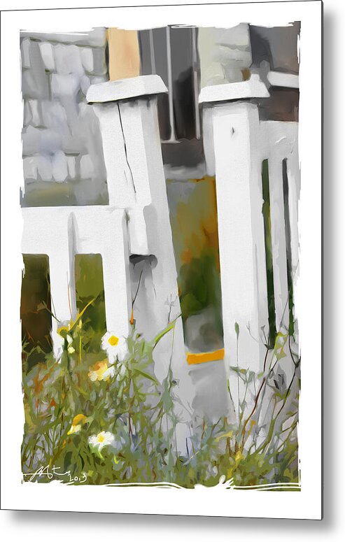 Gate Metal Print featuring the painting Don't Pick The Daisies by Bob Salo