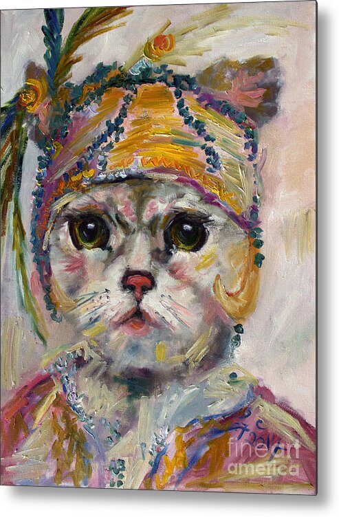 Cats Metal Print featuring the painting Flapper Kitten by Ginette Callaway