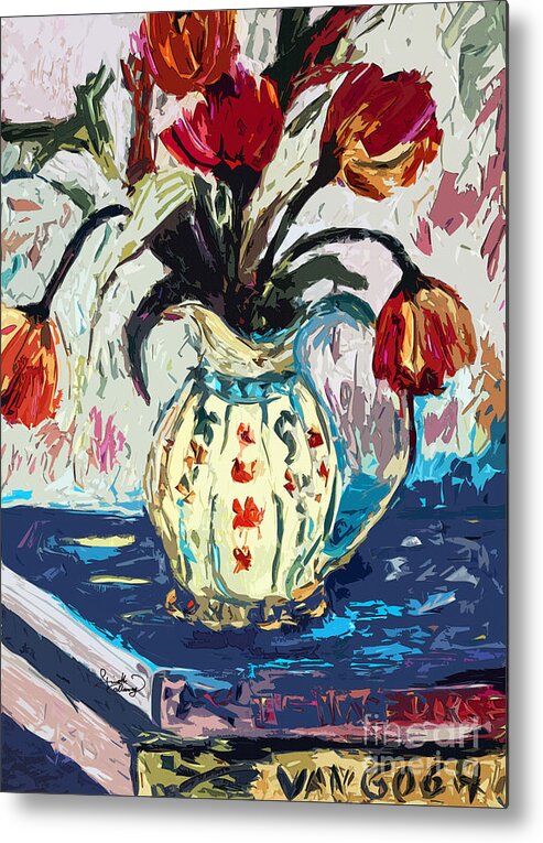 Tulips Metal Print featuring the painting Modern Abstract Tulips Still Life by Ginette Callaway