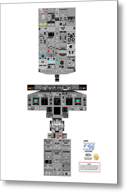 Airplane Metal Print featuring the digital art Boeing 737 NG cockpit by Mike Ray