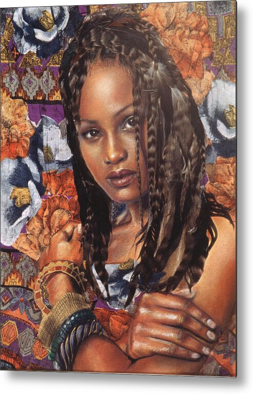 Portrait Metal Print featuring the mixed media Elaine 2.1 by Gary Williams