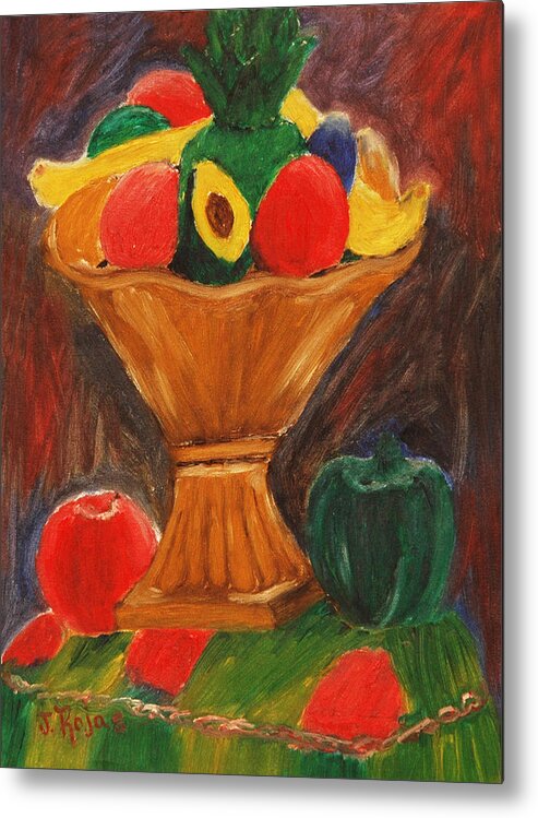 Avocado Metal Print featuring the painting Fruits Still Life by Jose Rojas