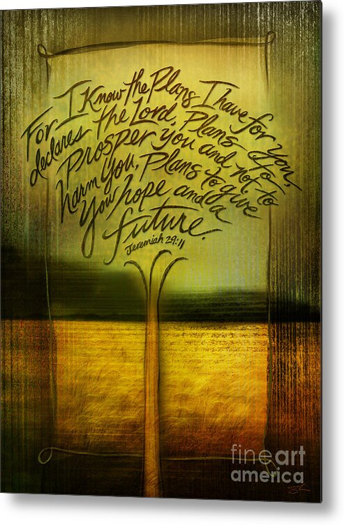 Jeremiah 29:11 Artwork Metal Print featuring the mixed media God's Plans by Shevon Johnson