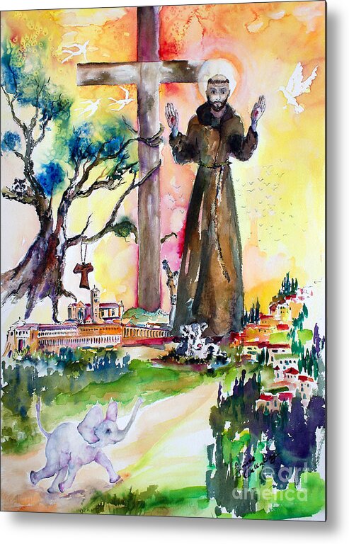 Italy Metal Print featuring the painting Saint Francis of Assisi Italy by Ginette Callaway