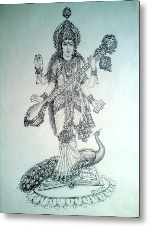 Buy Goddess Saraswati Miniature Painting By Rajendra Sharma – MeMeraki.com