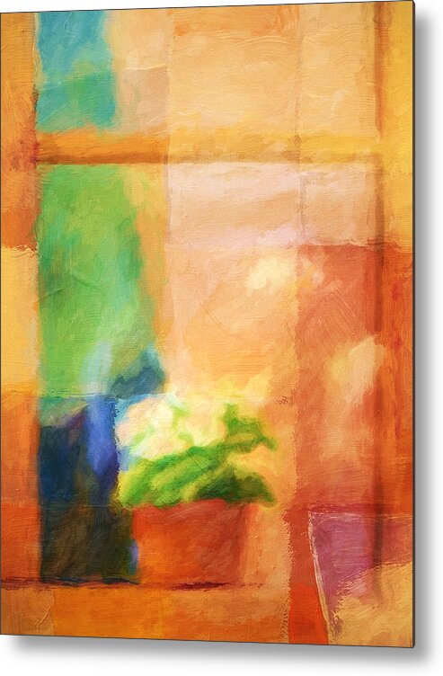 Window Metal Print featuring the painting Window Flower by Lutz Baar