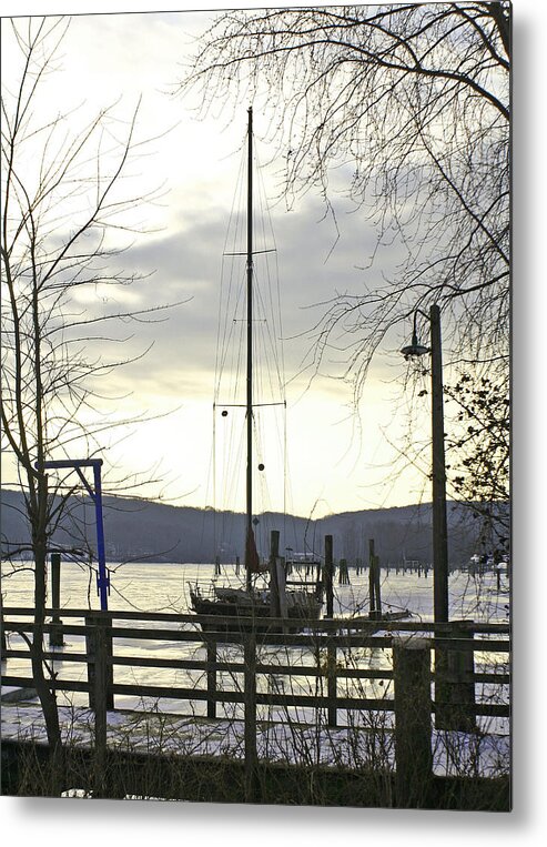 Sail Boat Metal Print featuring the photograph Winter Mooring by Gerald Mitchell