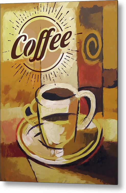 Coffee Metal Print featuring the painting Coffee Poster #1 by Lutz Baar