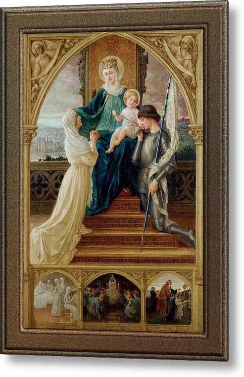 Madonna And Child Metal Print featuring the painting Madonna and Child Seated Between St. Genevieve and Joan Of Arc by Elisabeth Sonrel by Rolando Burbon