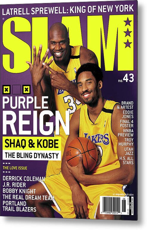 Sports Metal Print featuring the photograph Purple Reign - Shaq & Kobe: The Bling Dynasty SLAM Cover by Getty Images