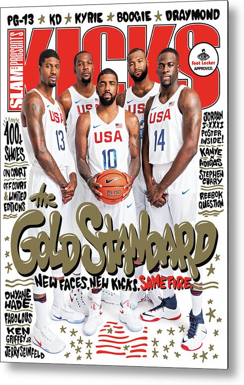 Paul George Metal Print featuring the photograph The Gold Standard: New Faces, New Kicks, Same Fire. SLAM Cover by Tom Medvedich
